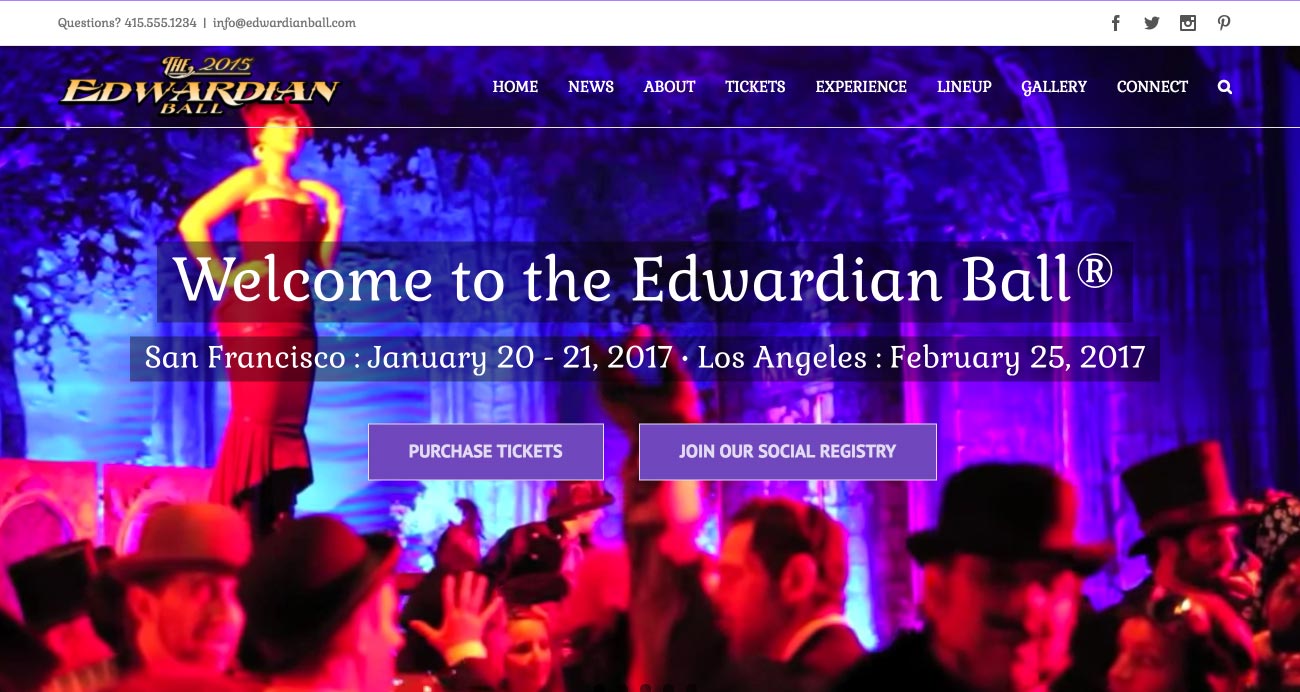 The Edwardian Ball website - Designed & built by The National Revue
