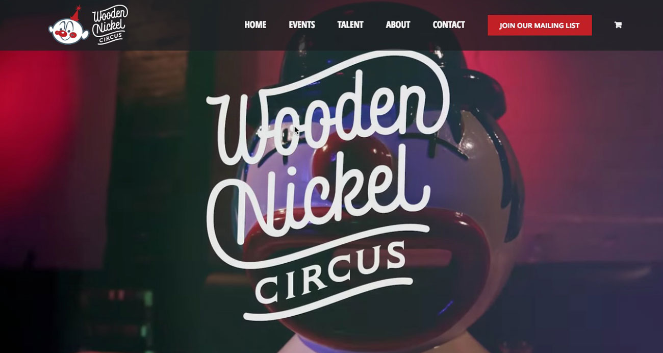 Wooden Nickel Circus website - Designed & built by The National Revue