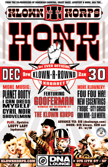 Klown Korps Honk Flyer poster - Designed by The National Revue